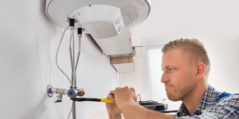 Repairing a bathroom electric boiler.